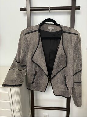Laura Grey snakeskin Open-Front Blazer jacket with Black Trim. Size 16